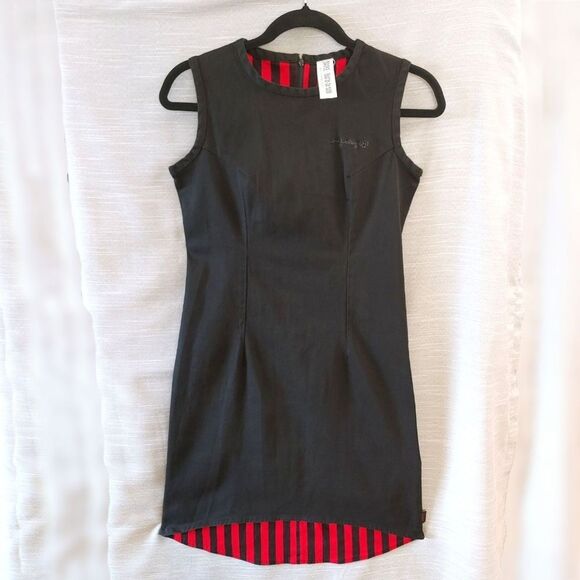 Emily The Strange Rare Vintage Y2K Black & Red Goth Dress Sample Medium Large - Picture 3 of 14
